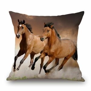 Western Wild Mustang Horses running Pillow Case